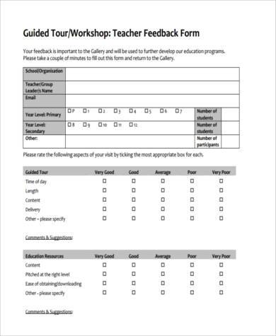 teacher workshop feedback form