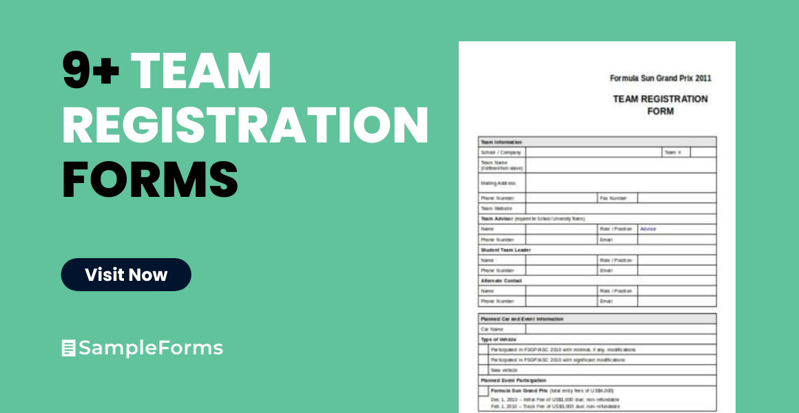 team registration forms