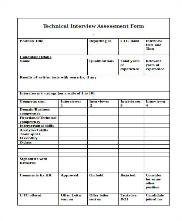 technical interview assessment form1