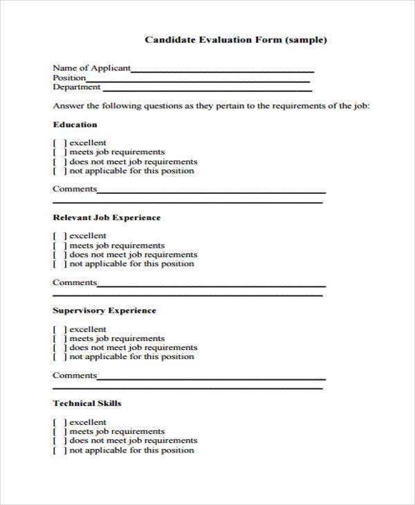 FREE 10+ Sample Technical Evaluation Forms in PDF | MS Word | Excel