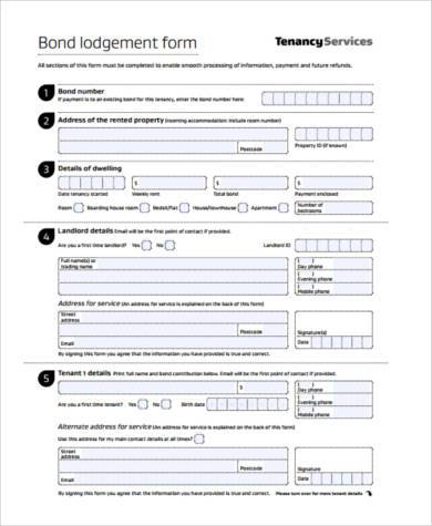 tenancy bond deposit form