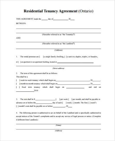 tenant agreement form example