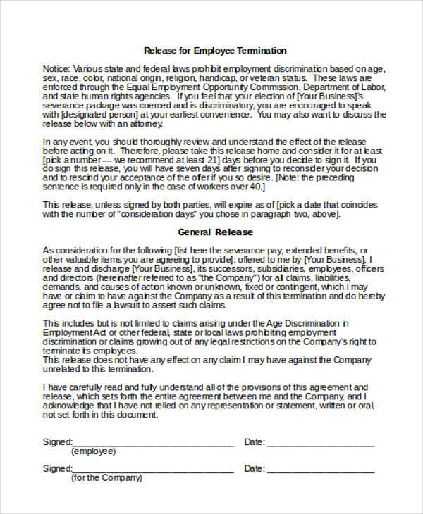 free-9-employee-release-forms-in-pdf-ms-word-excel