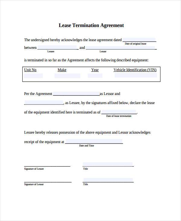 termination lease agreement example1