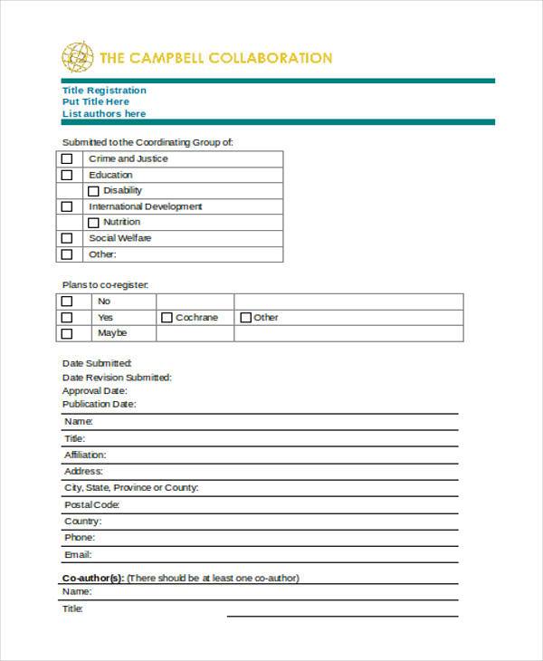 title registration form word