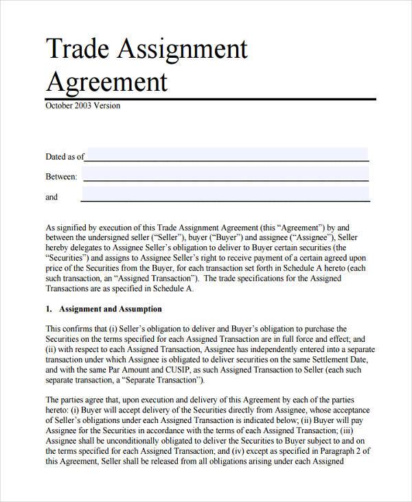 trading agreement template