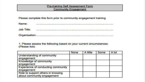 Free 8 Training Assessment Form Samples In Pdf Excel 6497