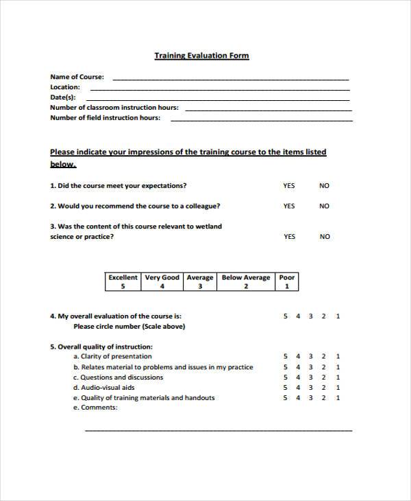 FREE 9+ Training Evaluation Forms in PDF | MS Word