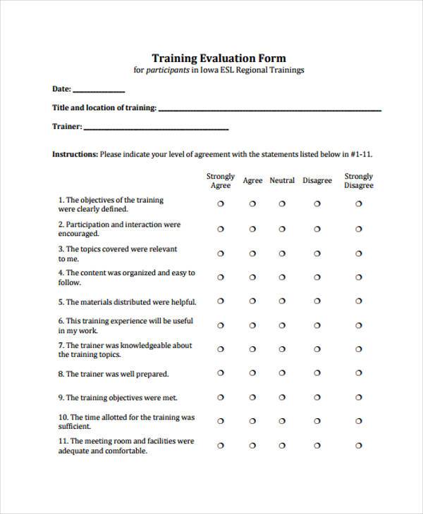 training event evaluation form
