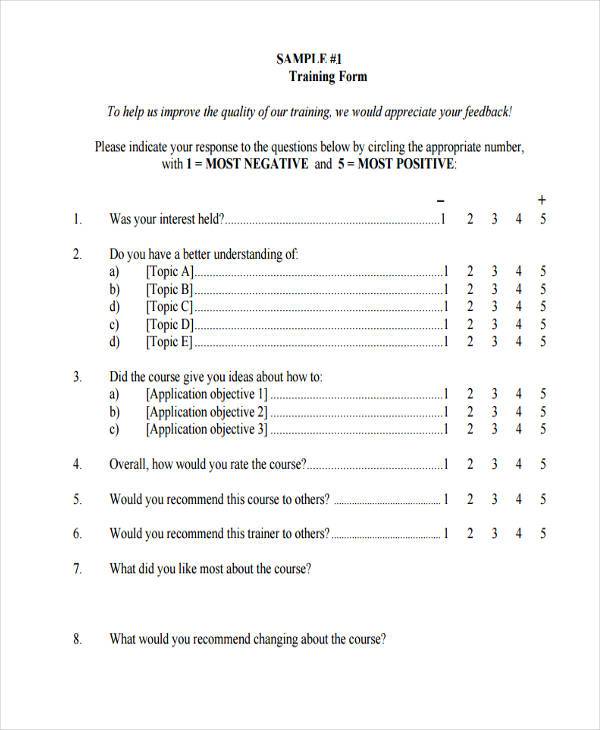 training feedback evaluation form