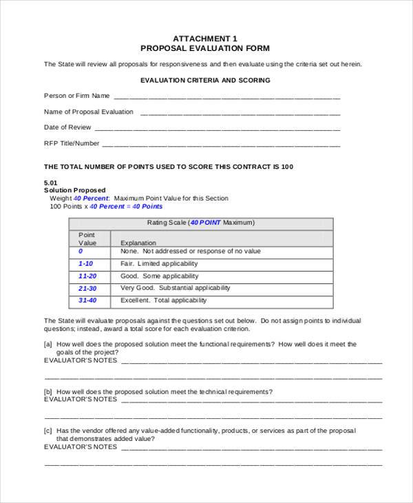 training proposal evaluation form