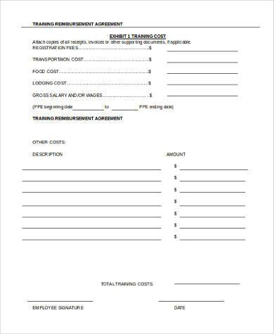 training reimbursement agreement form