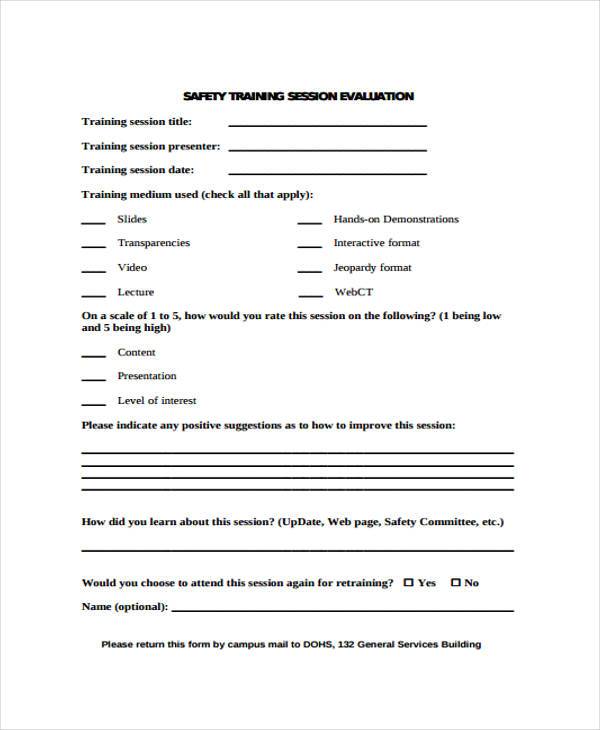 FREE 9+ Training Evaluation Forms in PDF MS Word