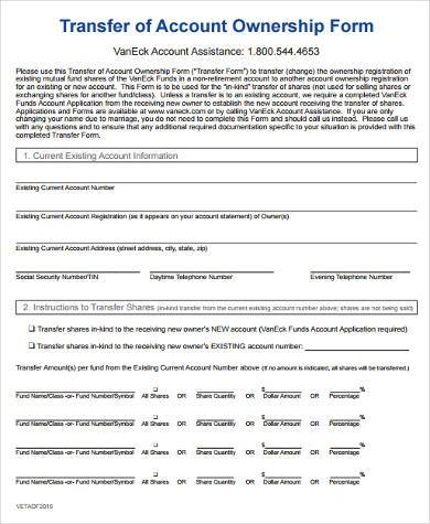 transfer of account ownership form