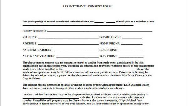 Free 8 Travel Consent Forms In Pdf Ms Word 1831