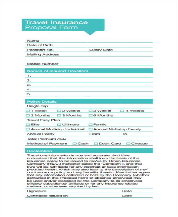 aig corporate travel proposal form