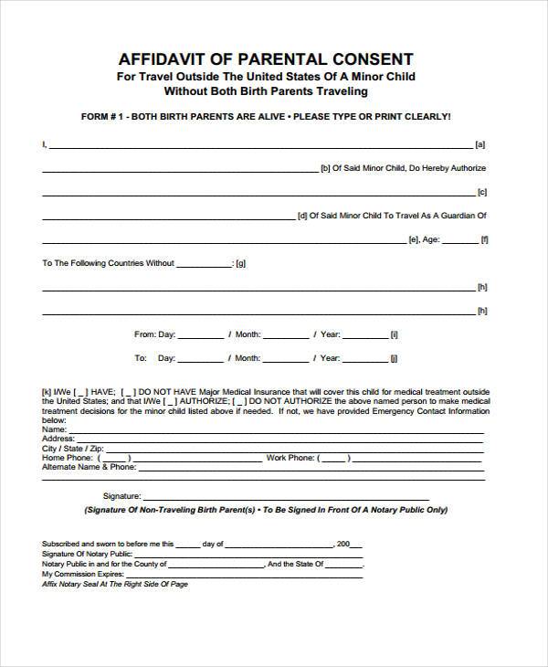 travel parental consent form