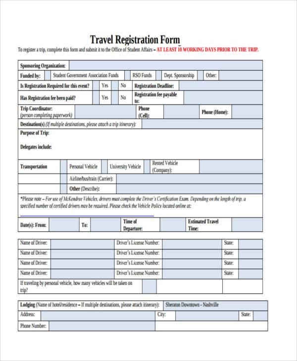 travel registration form india