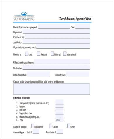 travel request approval form