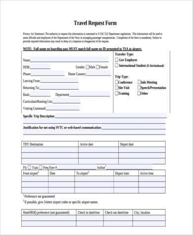 travel request form example