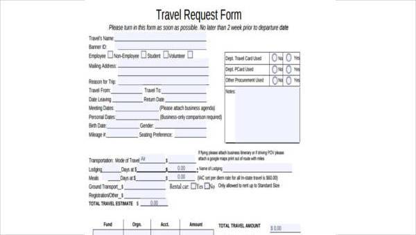 Travel Forms Template from images.sampleforms.com