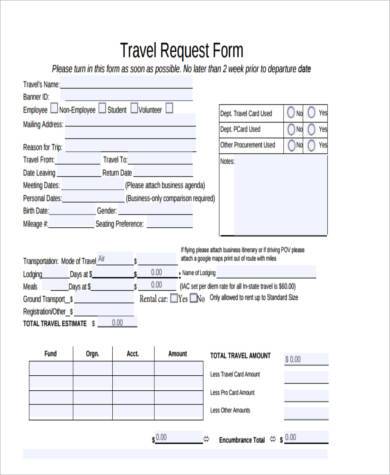 travel request form in pdf