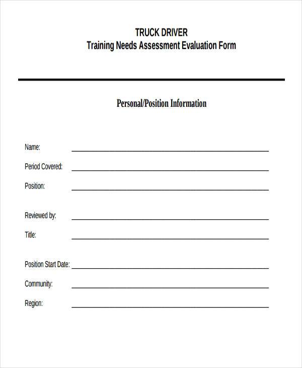 truck driver assessment form