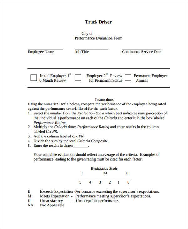 truck driver evaluation form1