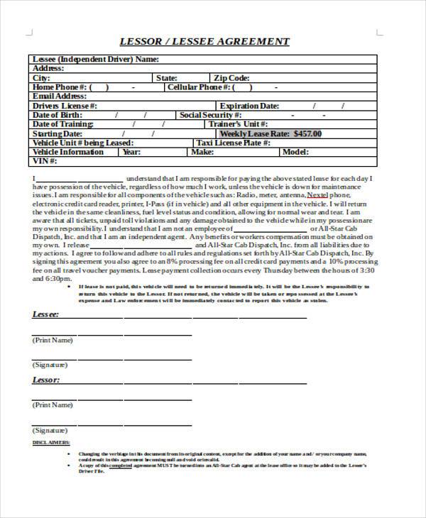 Free 9 Sample Truck Lease Agreements In Pdf Ms Word