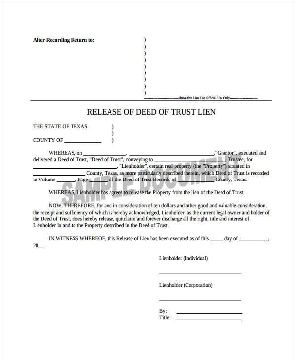 trust deed release form