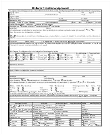 uniform residential appraisal form