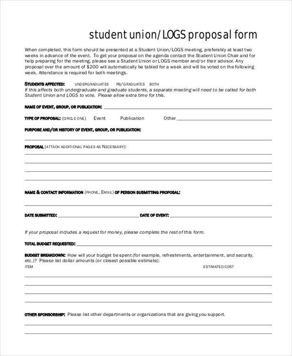 union program proposal form