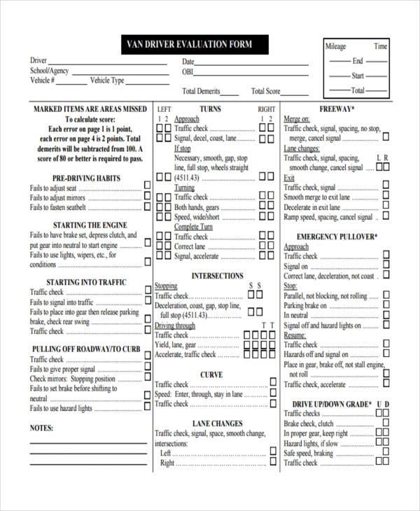 FREE 9 Sample Driver Evaluation Forms In PDF MS Word FREE 9 Sample Driver Evaluation Forms In PDF MS Word