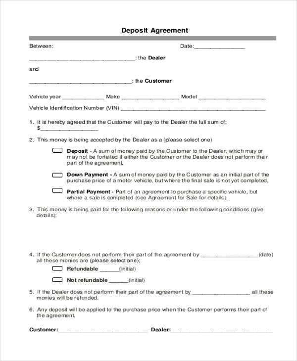 vehicle deposit agreement form1