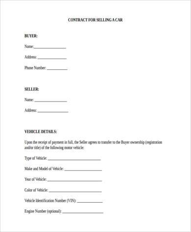 vehicle deposit contract form