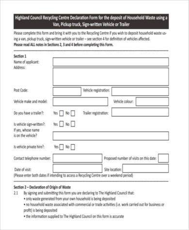 vehicle deposit form example