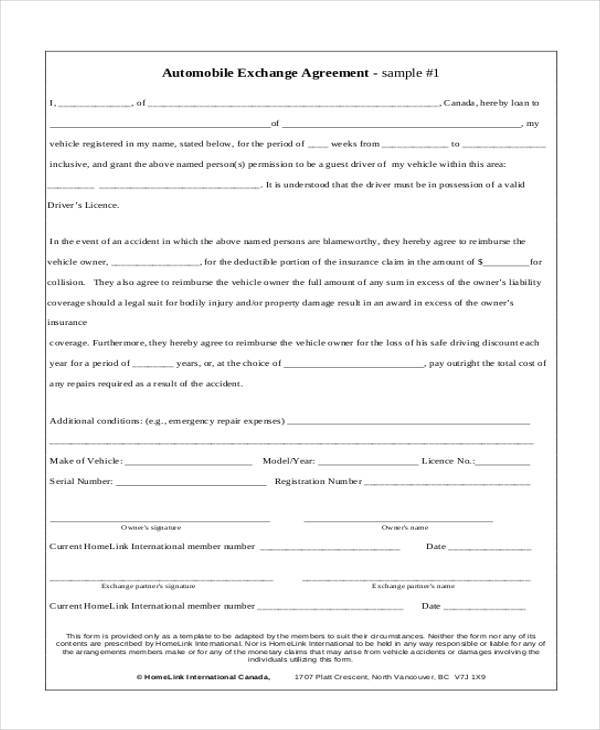FREE 10+ Exchange Agreement Forms in MS Word PDF Pages