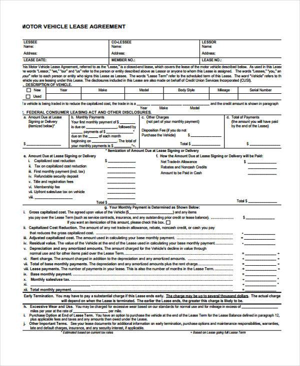 FREE 9 Sample Truck Lease Agreements In PDF MS Word