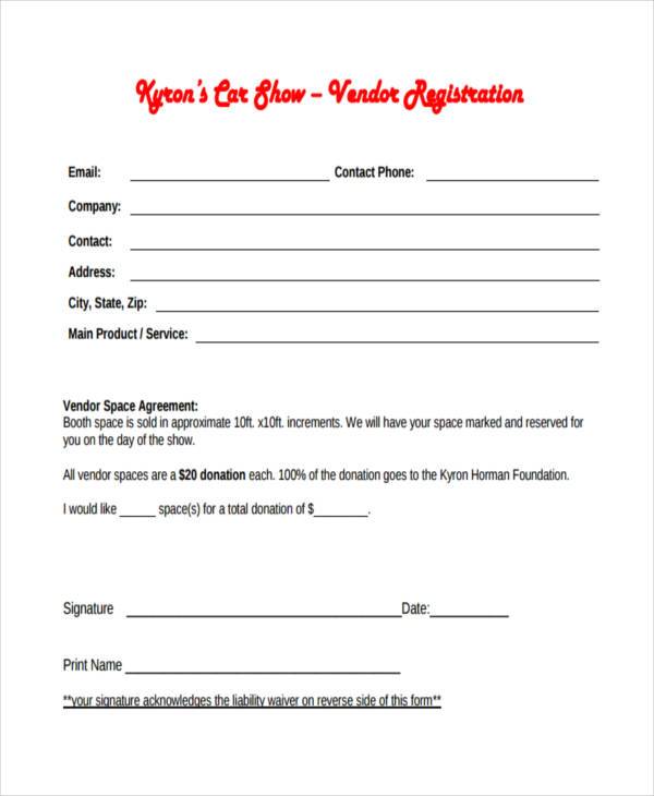 vendor car show registration form1