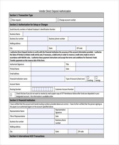 vendor direct deposit authorization form1