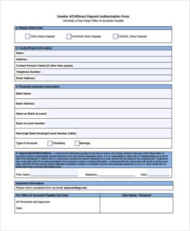 FREE 7+ Sample Vendor Direct Deposit Forms in PDF | MS Word