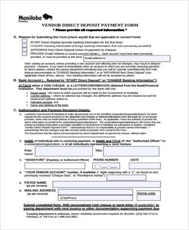 vendor direct deposit form in pdf