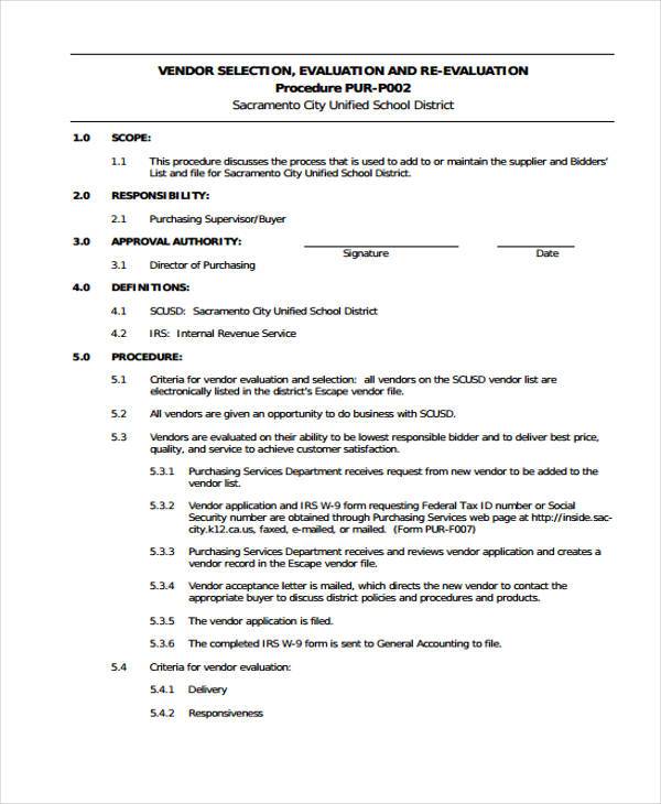 vendor evaluation form in pdf