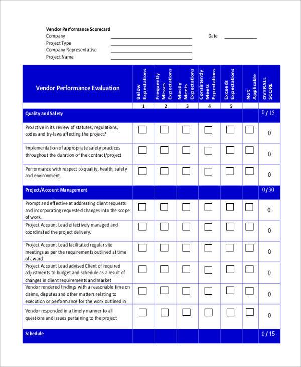 FREE 9+ Vendor Evaluation Forms in PDF MS Word