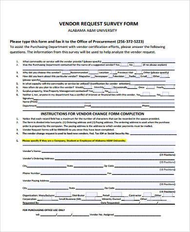 vendor request survey form 