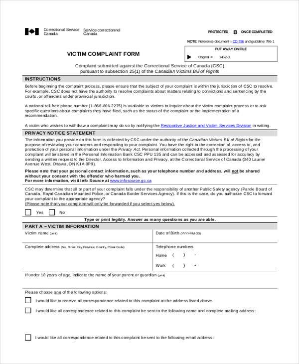 victim complaint form in pdf