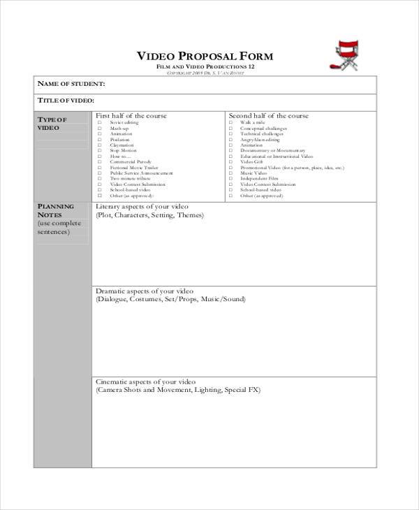 FREE 8+ Video Proposal Forms in PDF MS Word