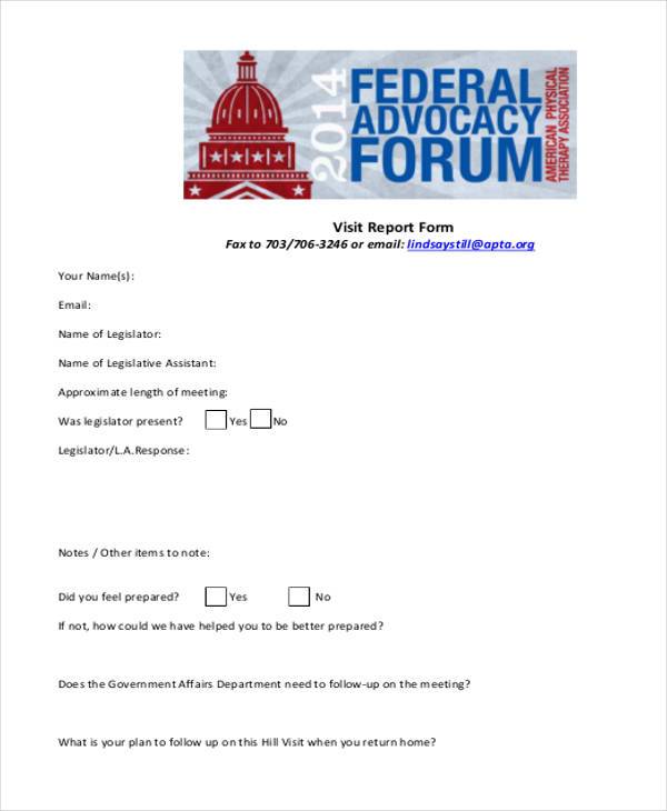 FREE 13+ Visit Report Form Samples, PDF, MS Word Google Docs