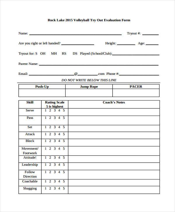 FREE 8+ Volleyball Evaluation Forms in PDF MS Word