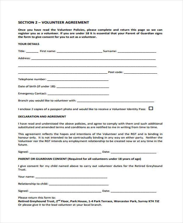 FREE 10+ Volunteer Agreement Forms in PDF MS Word